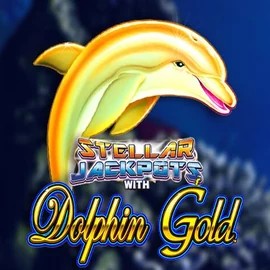 Dolphin Gold with Stellar Jackpots slot visual from Lightning Box Game available on lizaroocasino.com