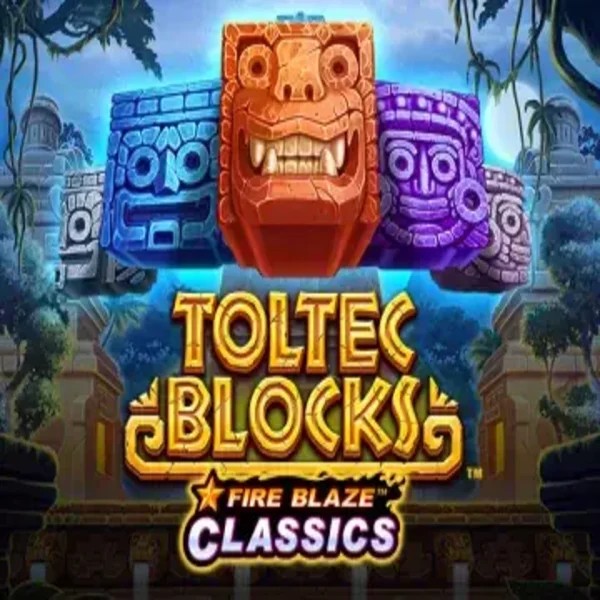 Fire Blaze: Toltec Blocks slot logo by Rarestone Gaming at Lizaro Casino